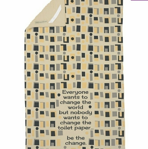 New Primitives by Kathy "Be the Change" funny bathroom cotton hand towel - Picture 3 of 4